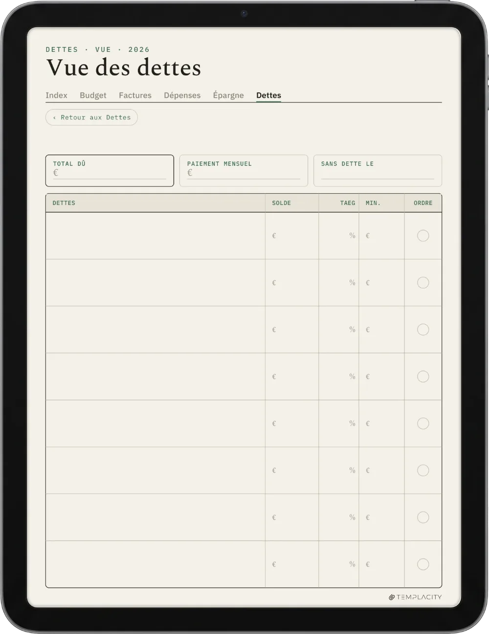 The Planner · Budget iPad page 5