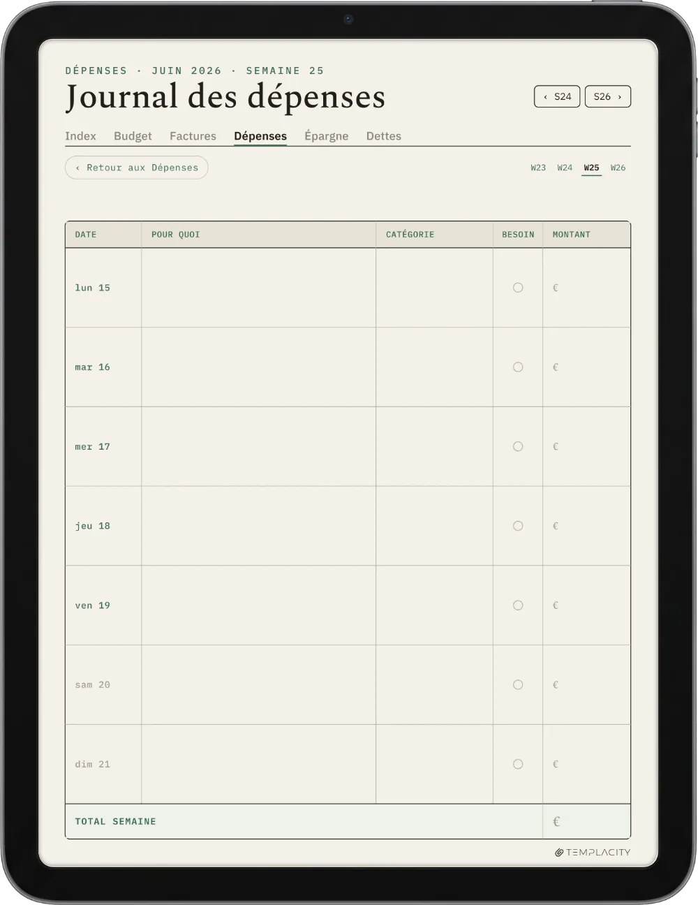 The Planner · Budget iPad page 3