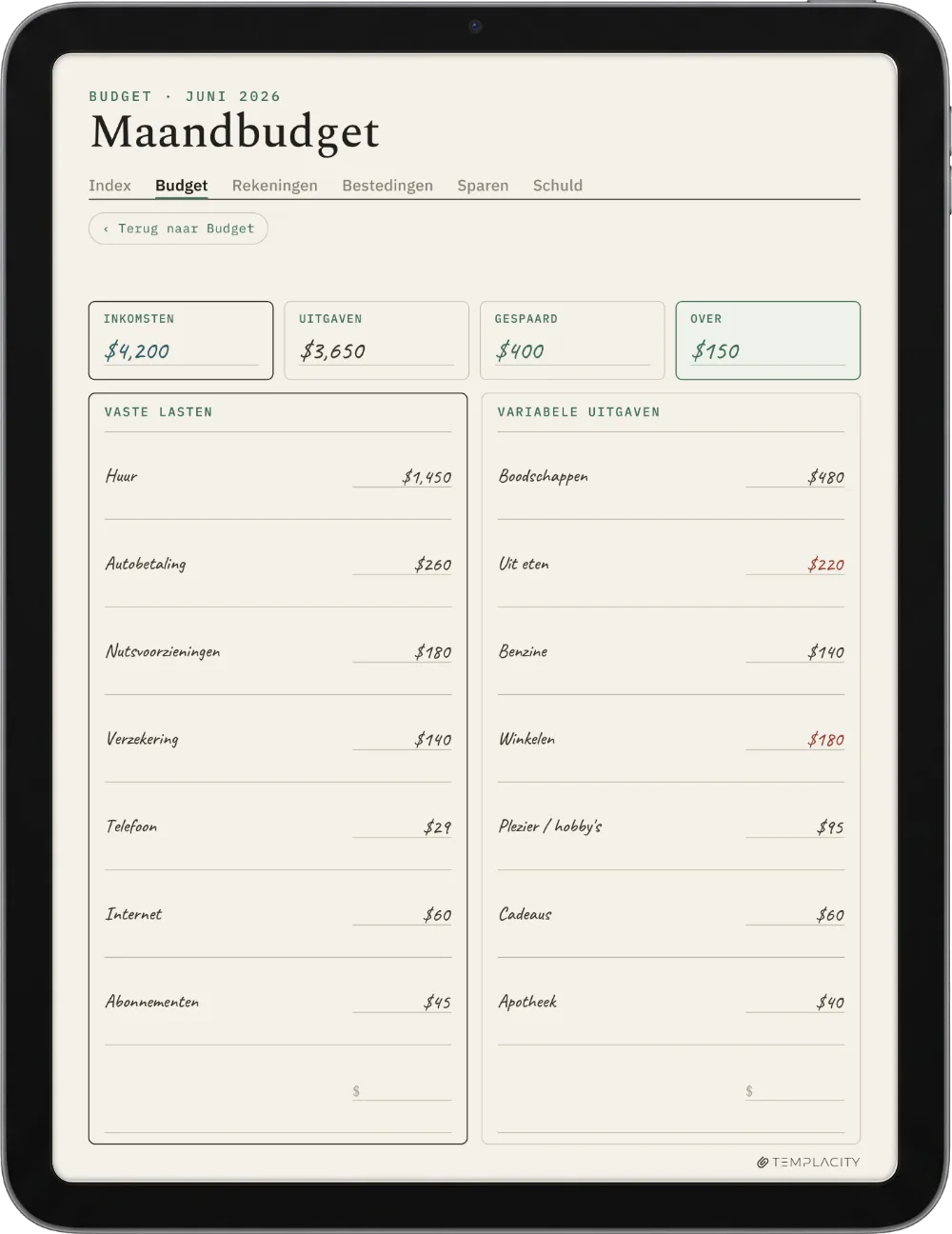 The Planner op de iPad