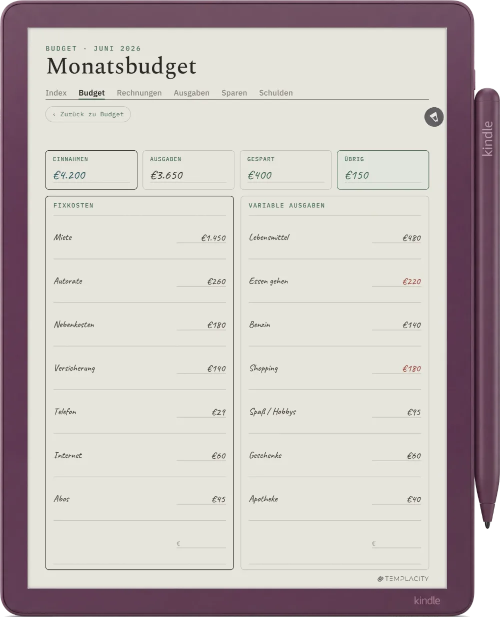 The Planner auf dem Kindle Scribe Colorsoft