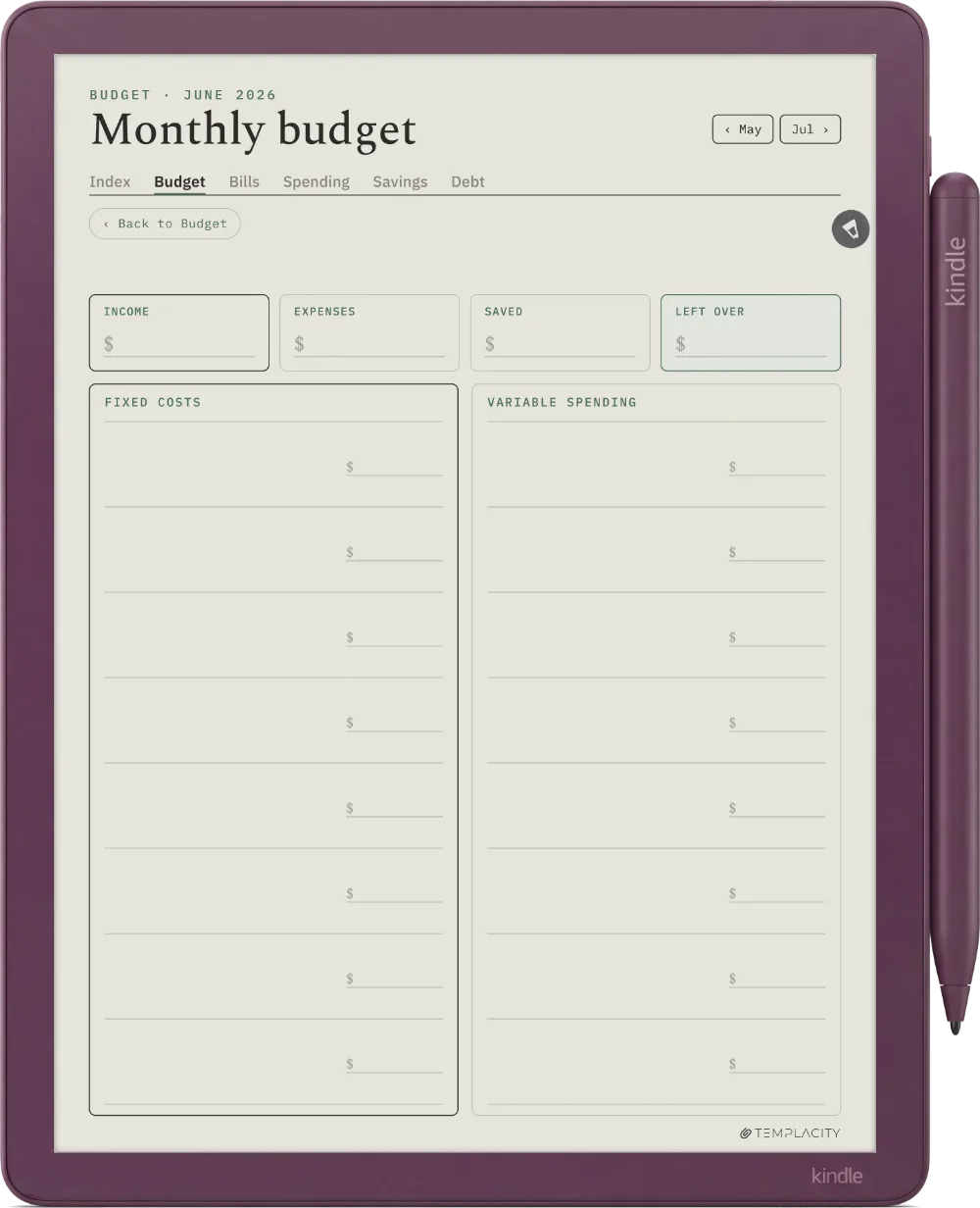 The Planner The Monthly Budget
