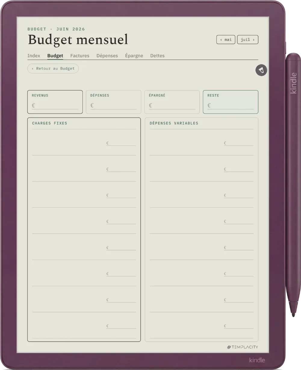 The Planner Le budget mensuel