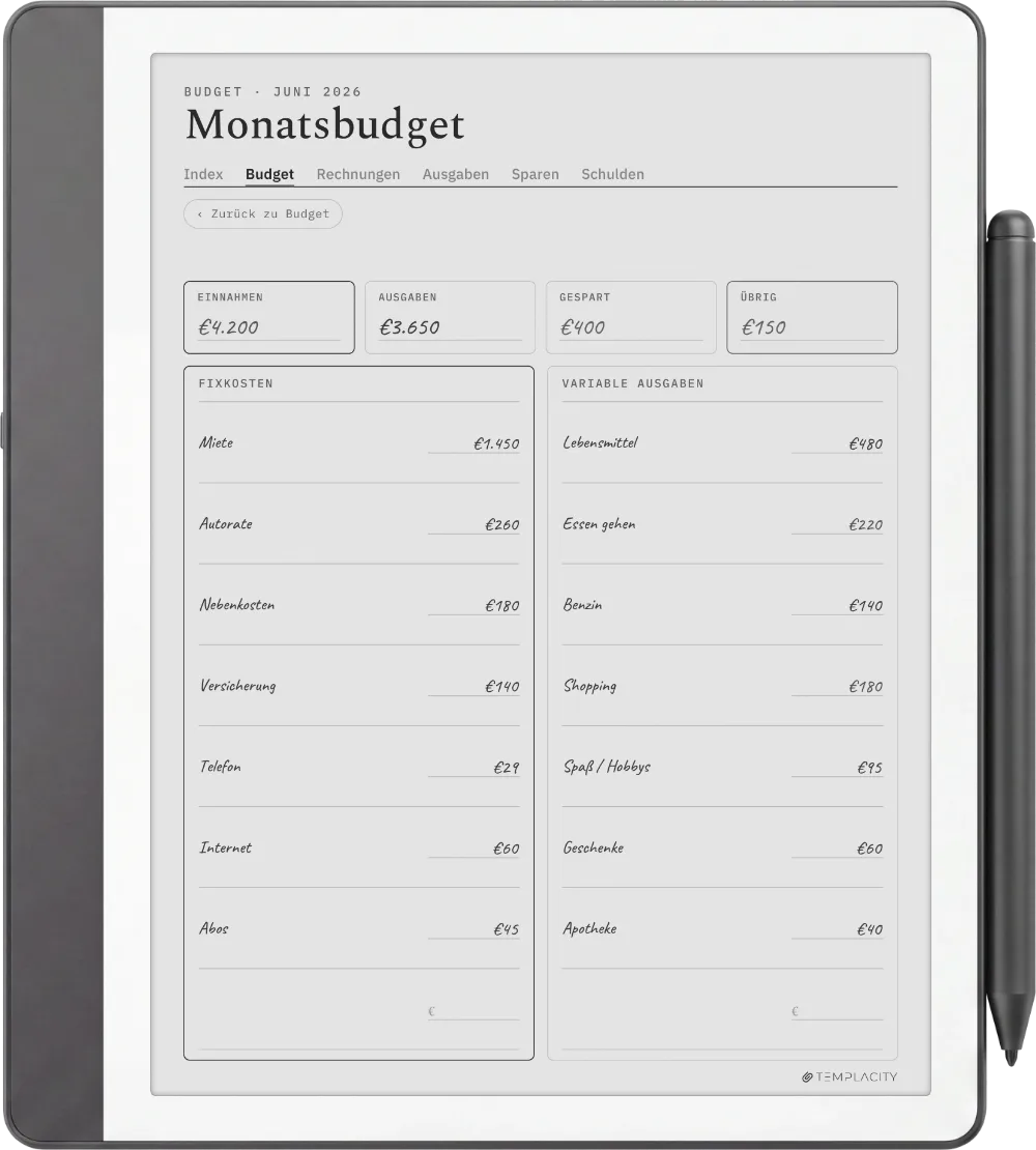 The Planner auf dem Kindle Scribe
