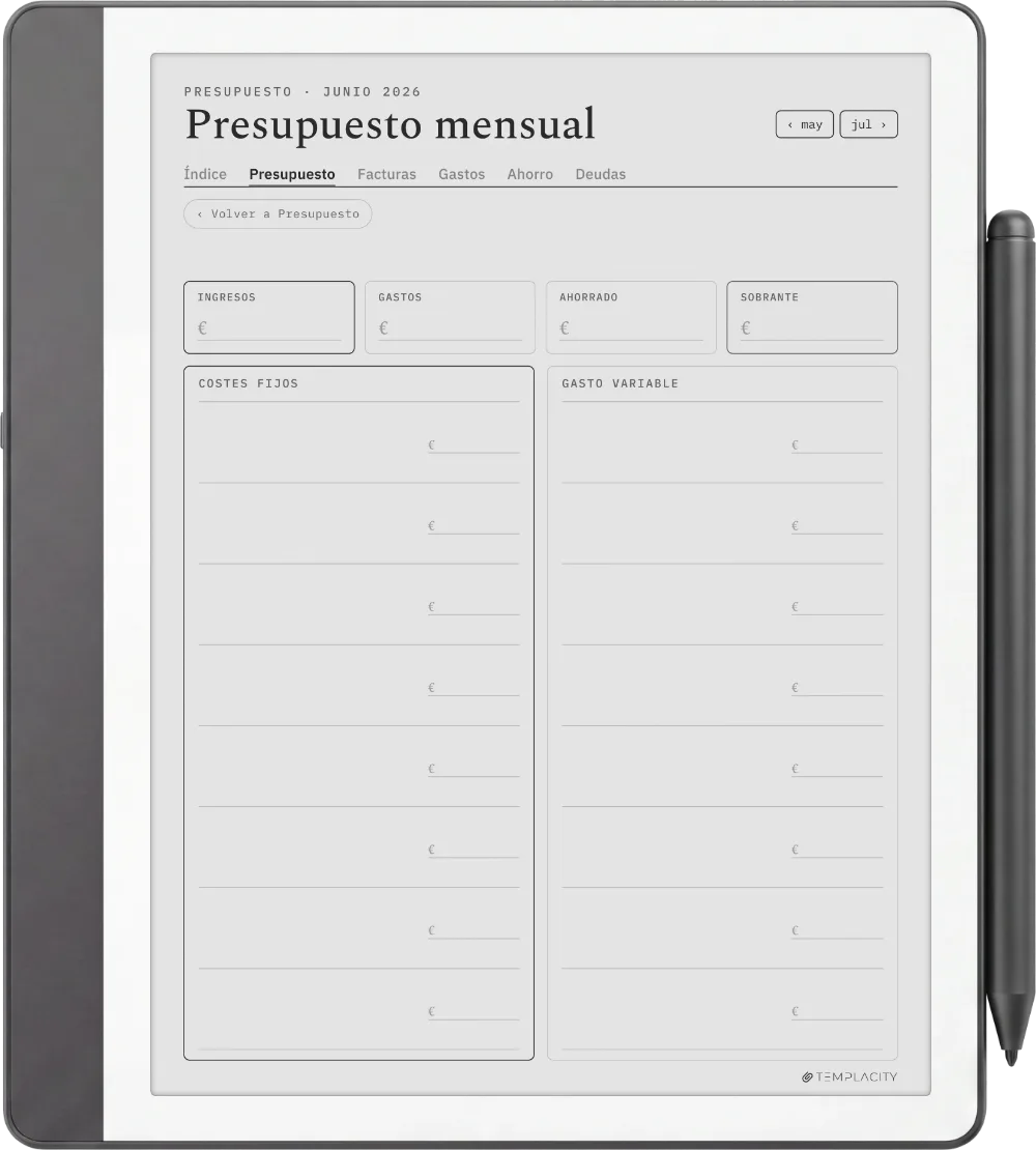 The Planner El presupuesto mensual