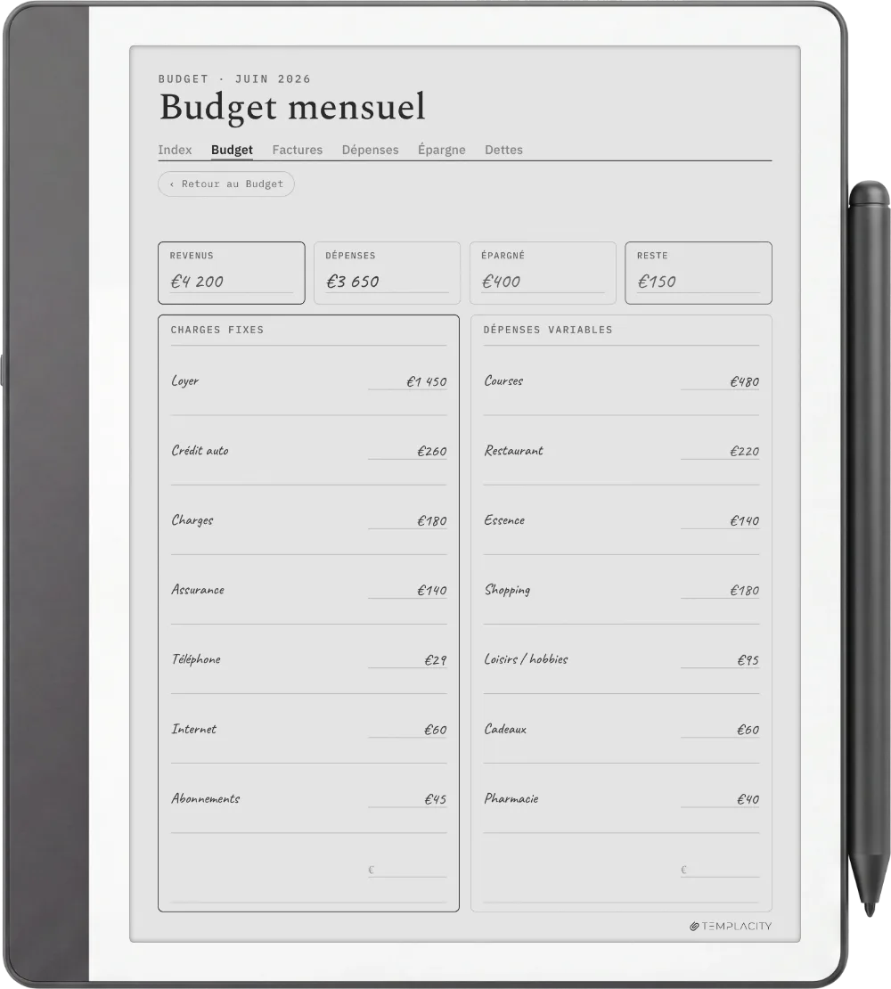 Le Planner sur la Kindle Scribe