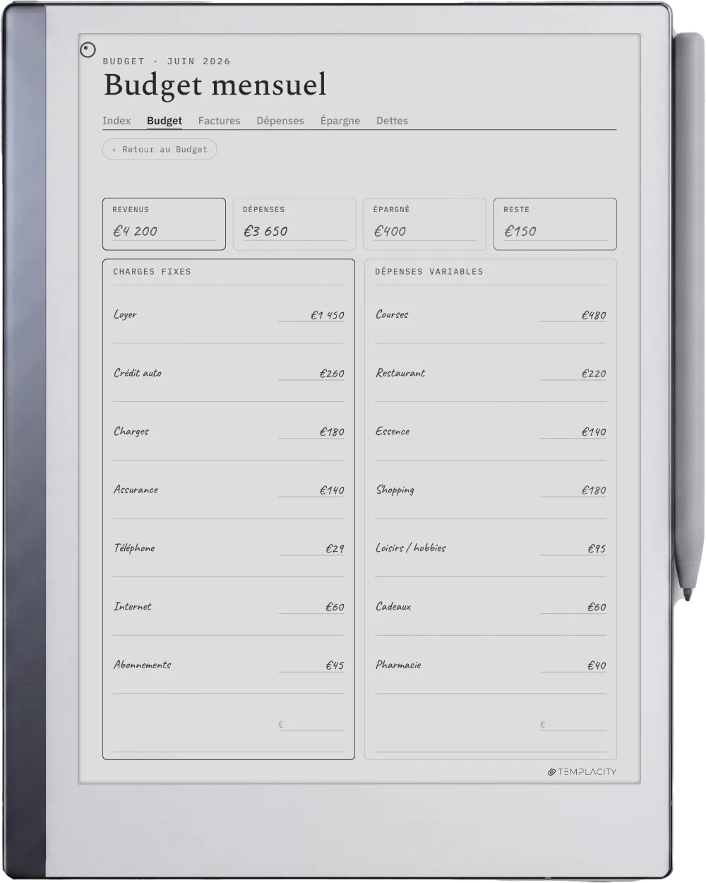 Le Planner sur la reMarkable 2