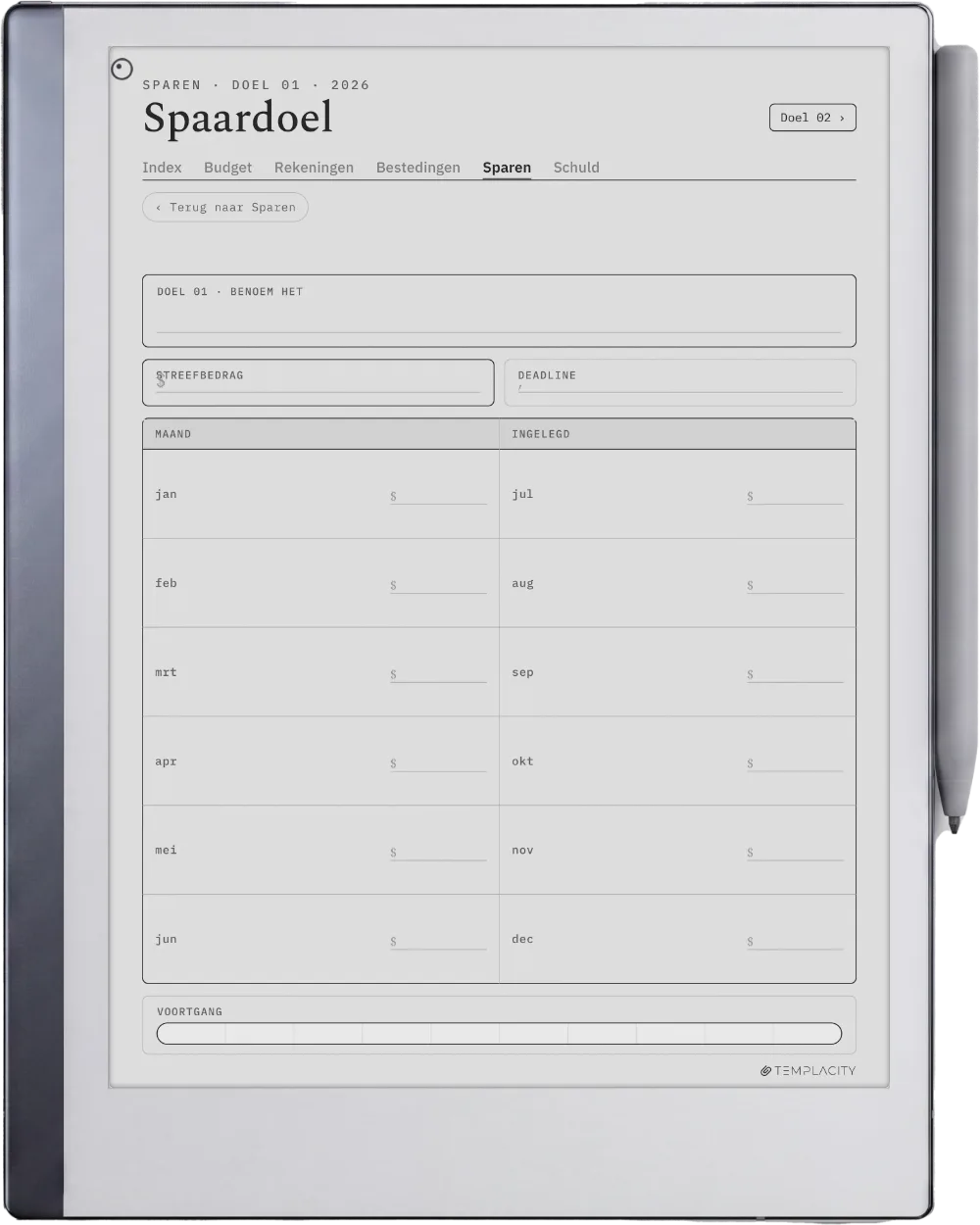 The Planner · Budget reMarkable 2 pagina 4
