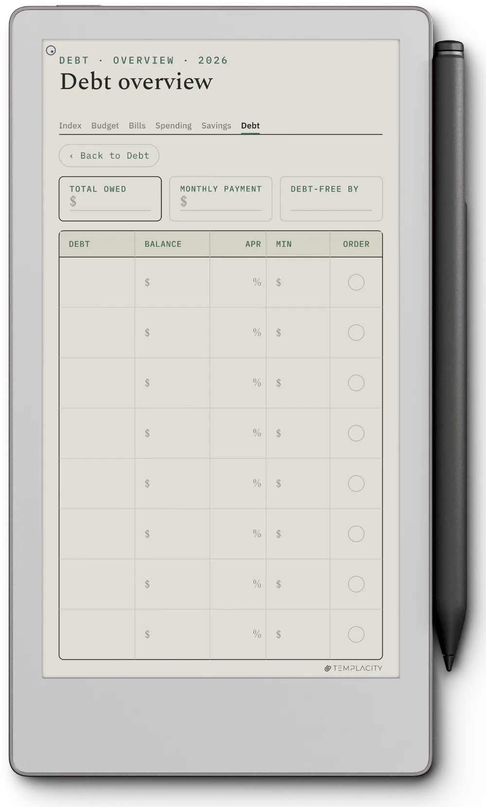 The Planner · Budget reMarkable Paper Pro Move page 5