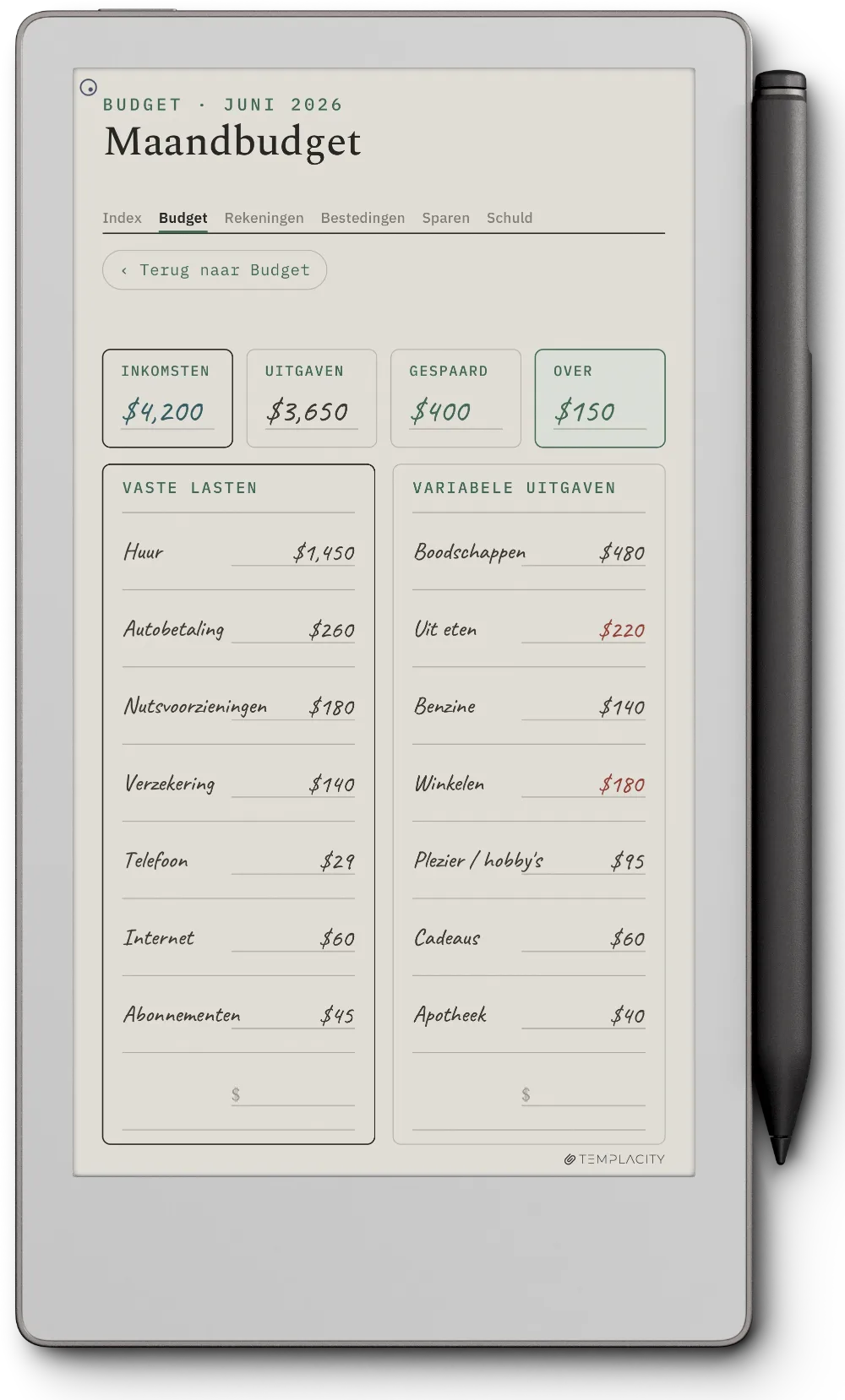 The Planner op de reMarkable Paper Pro Move
