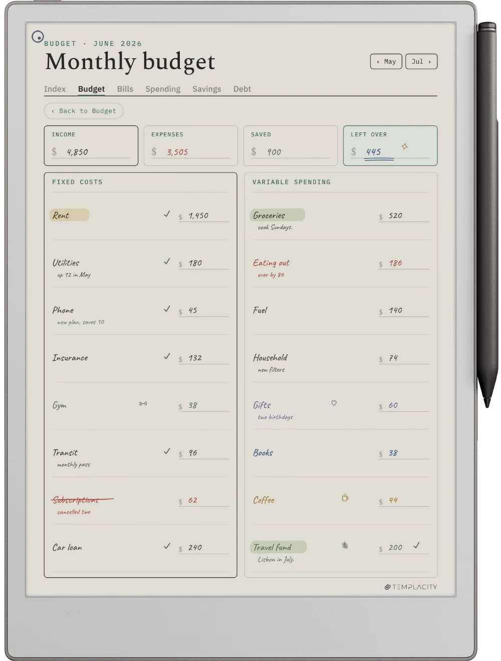 The Planner on the reMarkable Paper Pro