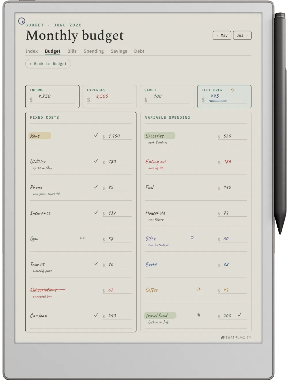 Digital Budget Planner