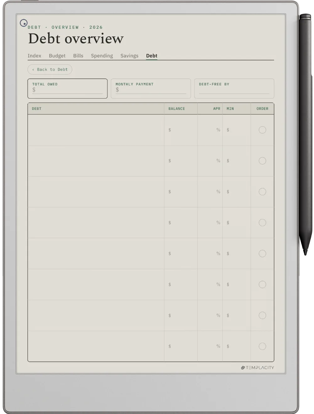 The Planner · Budget reMarkable Paper Pro page 5