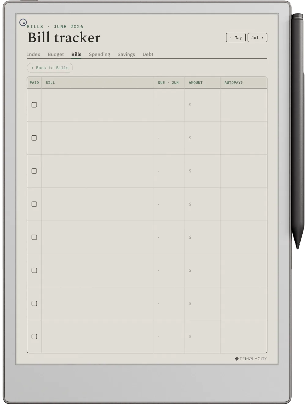 The Planner · Budget reMarkable Paper Pro page 2