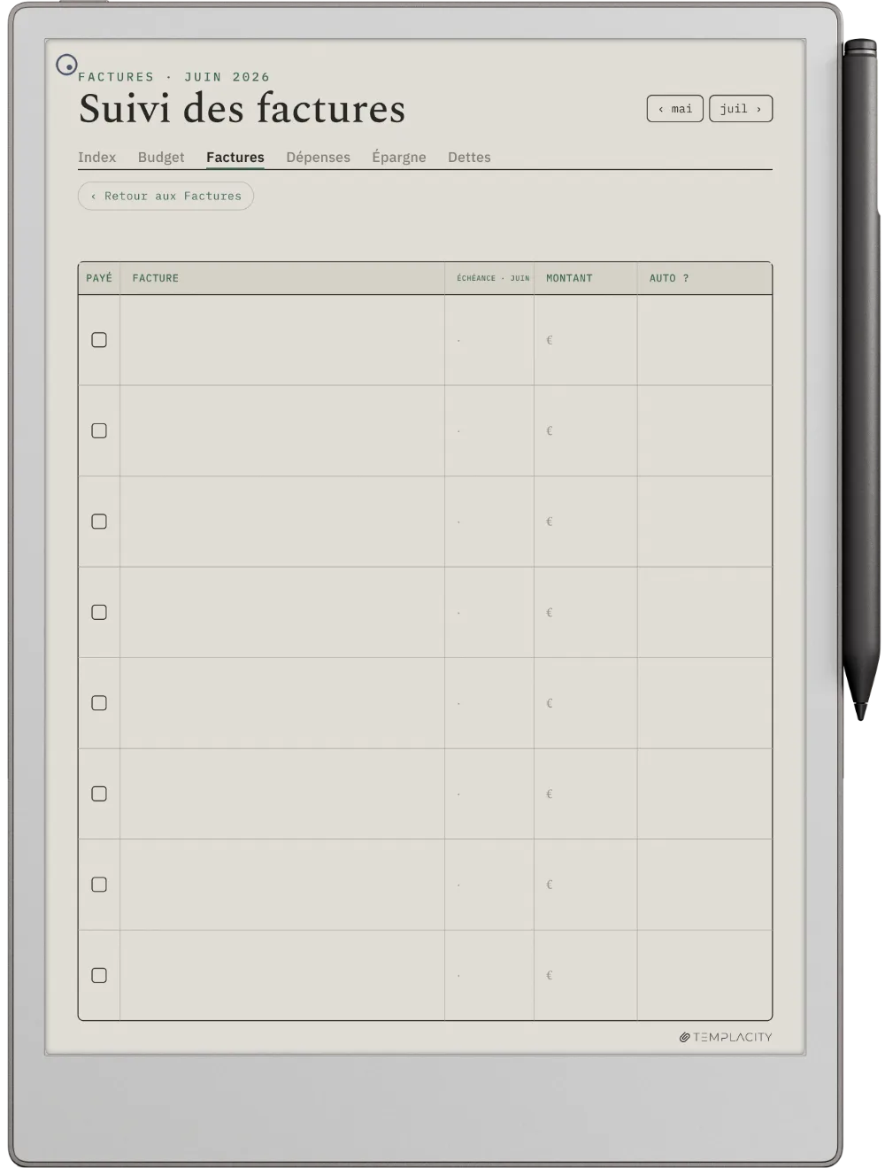 The Planner · Budget reMarkable Paper Pro page 2