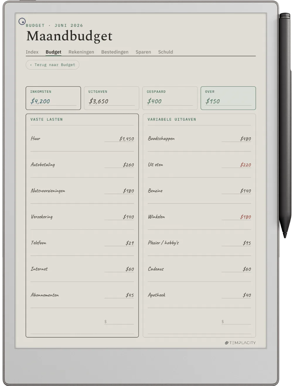 The Planner op de reMarkable Paper Pro