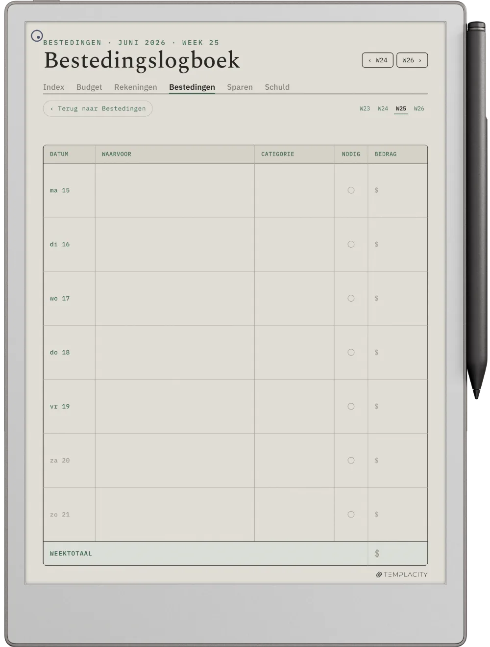 The Planner · Budget reMarkable Paper Pro pagina 3
