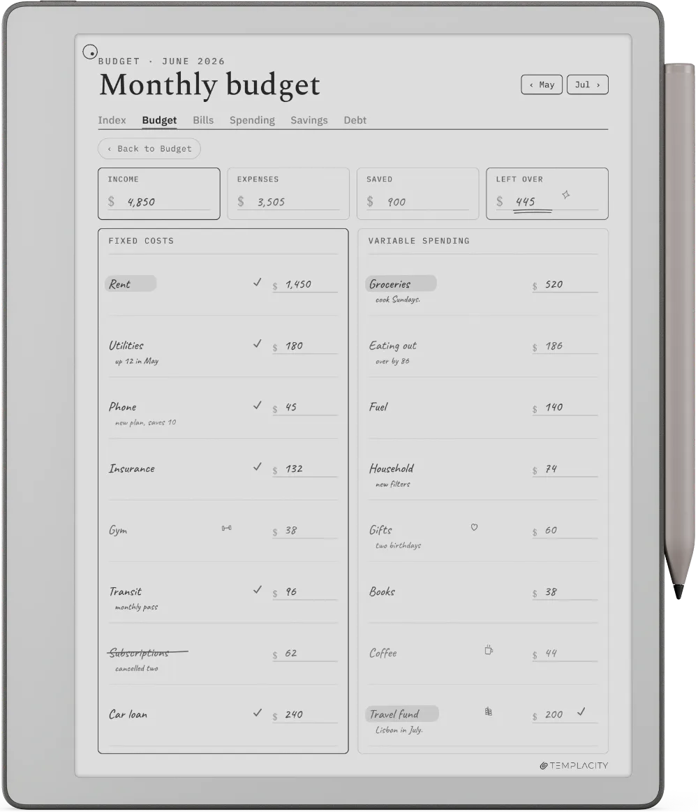 The Planner on the reMarkable Paper Pure