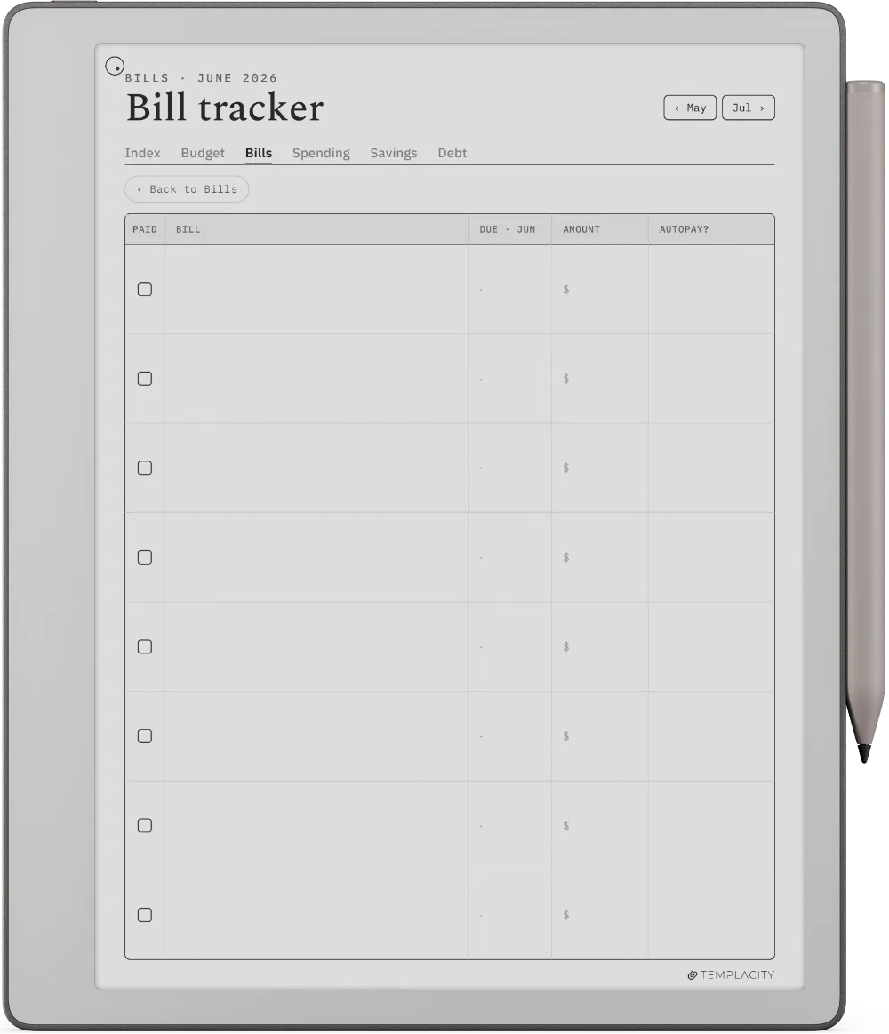 The Planner · Budget reMarkable Paper Pure page 2