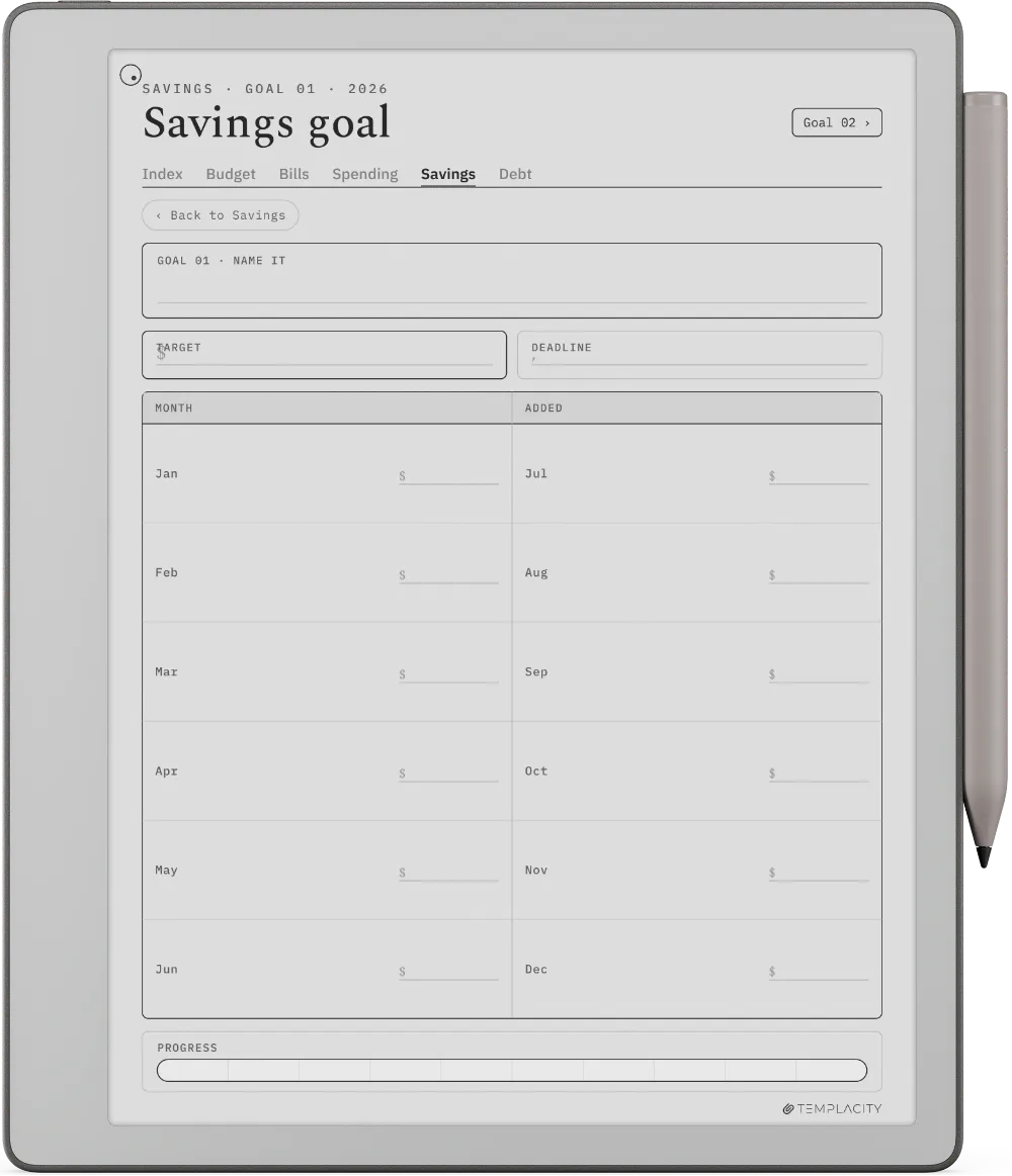 The Planner · Budget reMarkable Paper Pure page 4