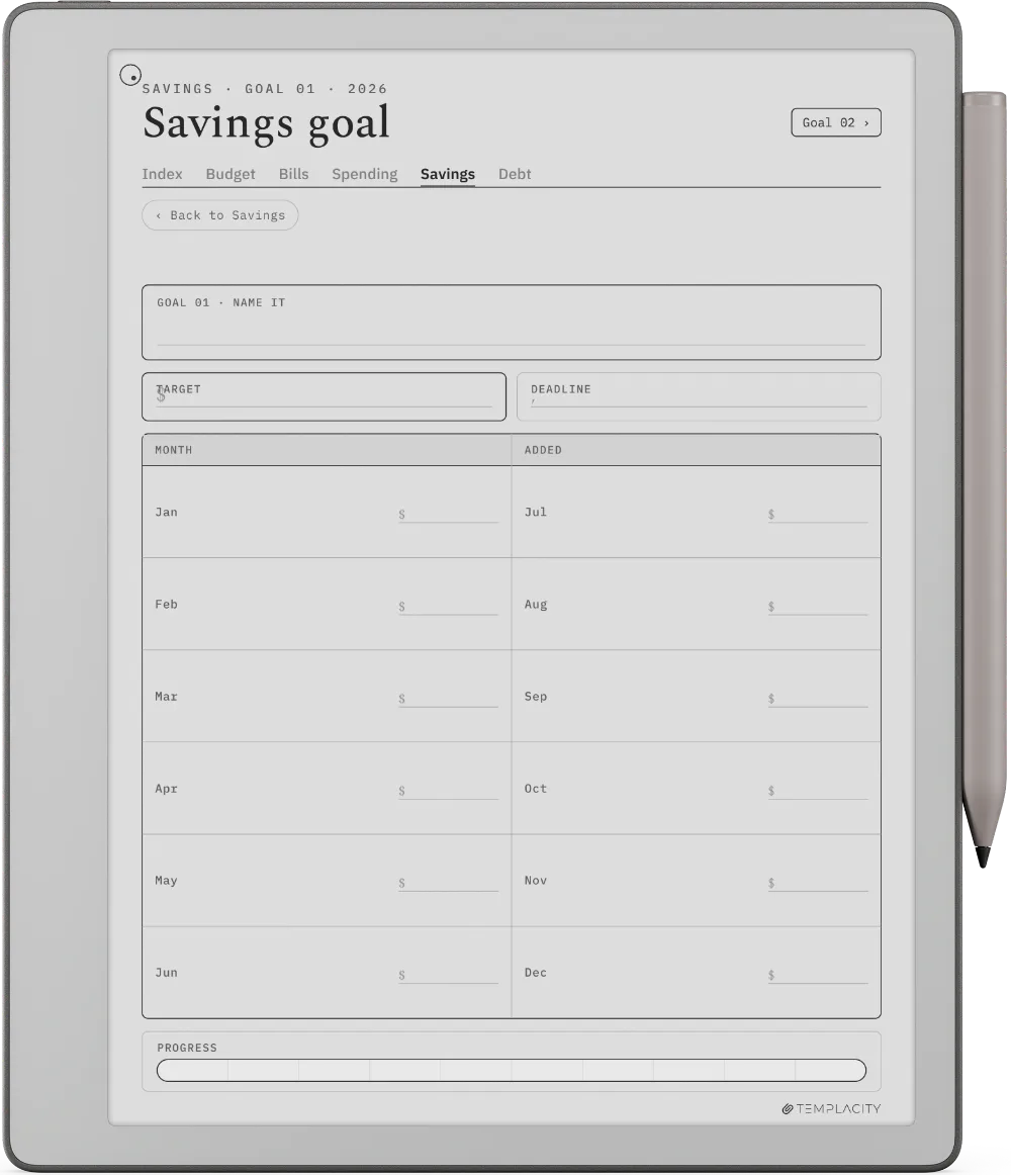 The Planner · Budget reMarkable Paper Pure page 4