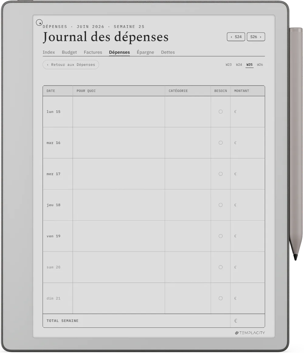 The Planner · Budget reMarkable Paper Pure page 3