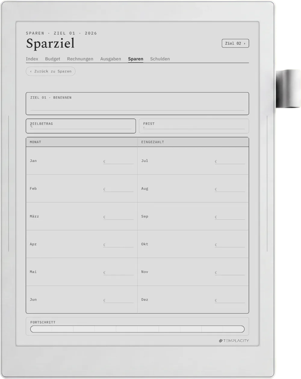 The Planner · Budget Supernote Manta Seite 4