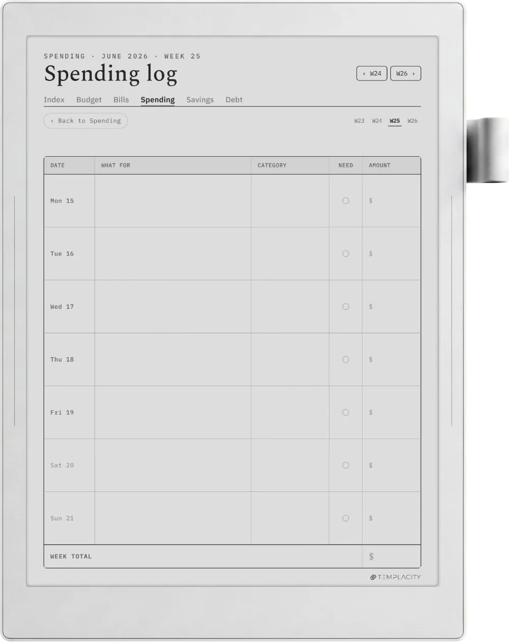 The Planner · Budget Supernote Manta page 3