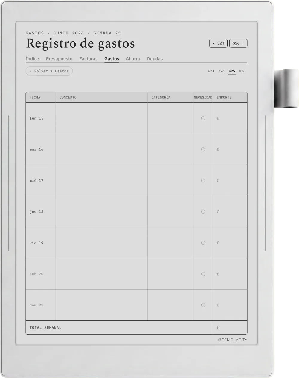 The Planner · Presupuesto Supernote Manta página 3