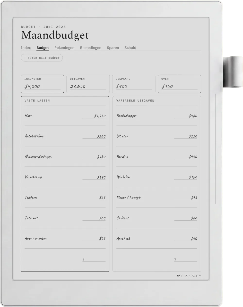 The Planner op de Supernote Manta