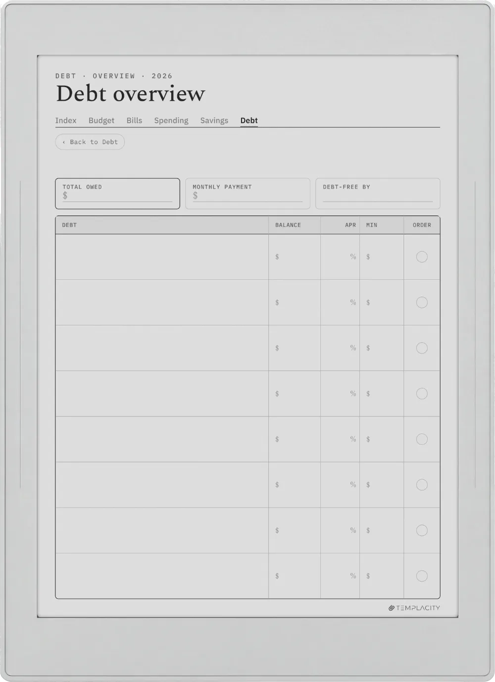 The Planner · Budget Supernote Nomad page 5