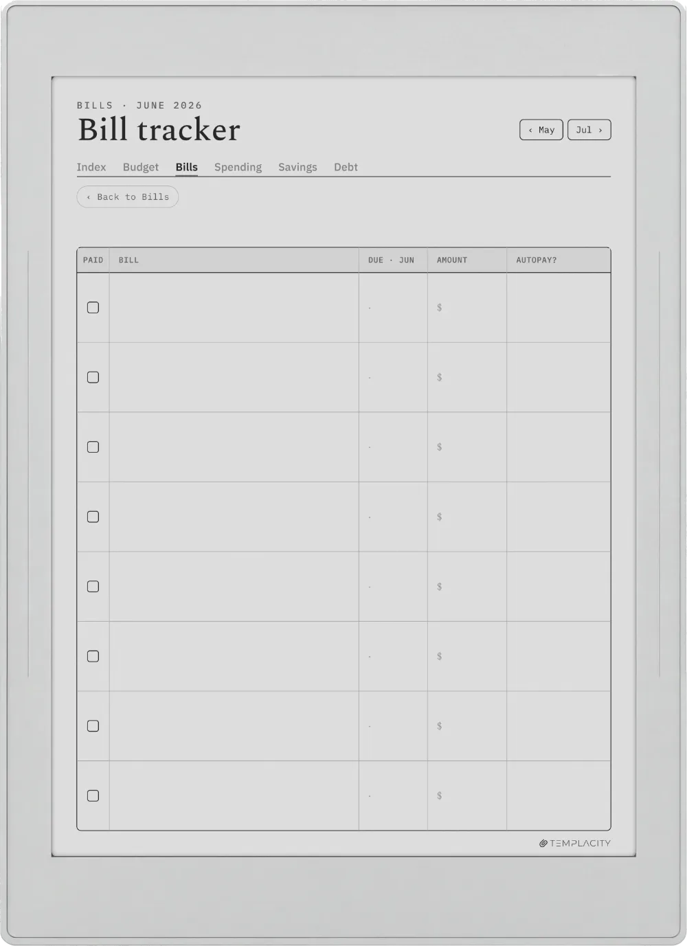 The Planner · Budget Supernote Nomad page 2