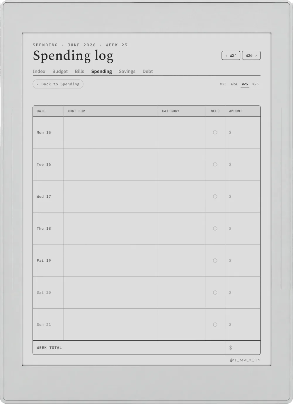 The Planner · Budget Supernote Nomad page 3
