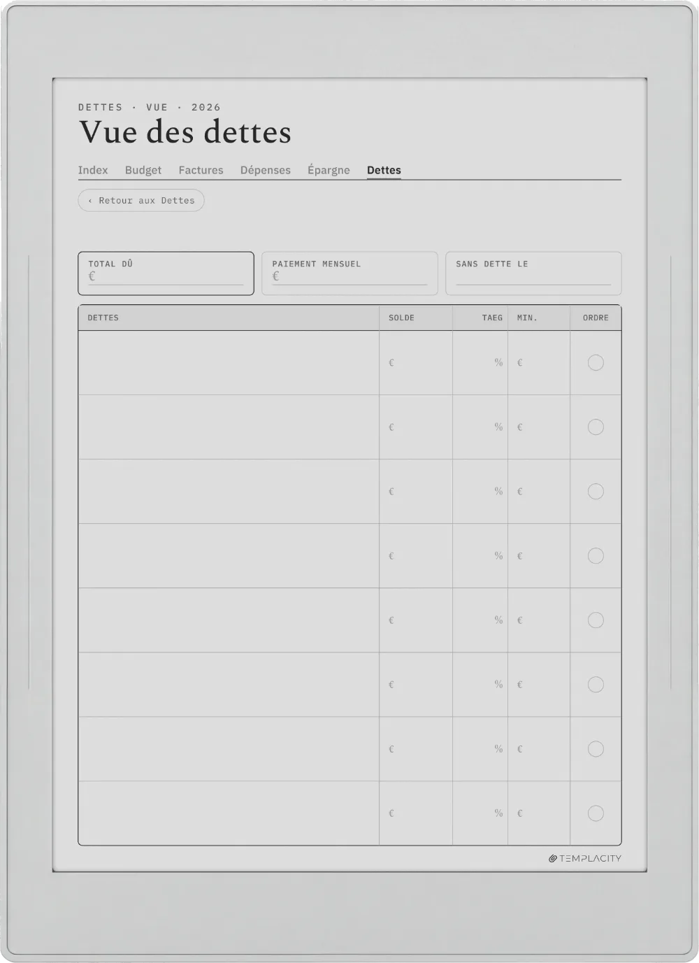 The Planner · Budget Supernote Nomad page 5