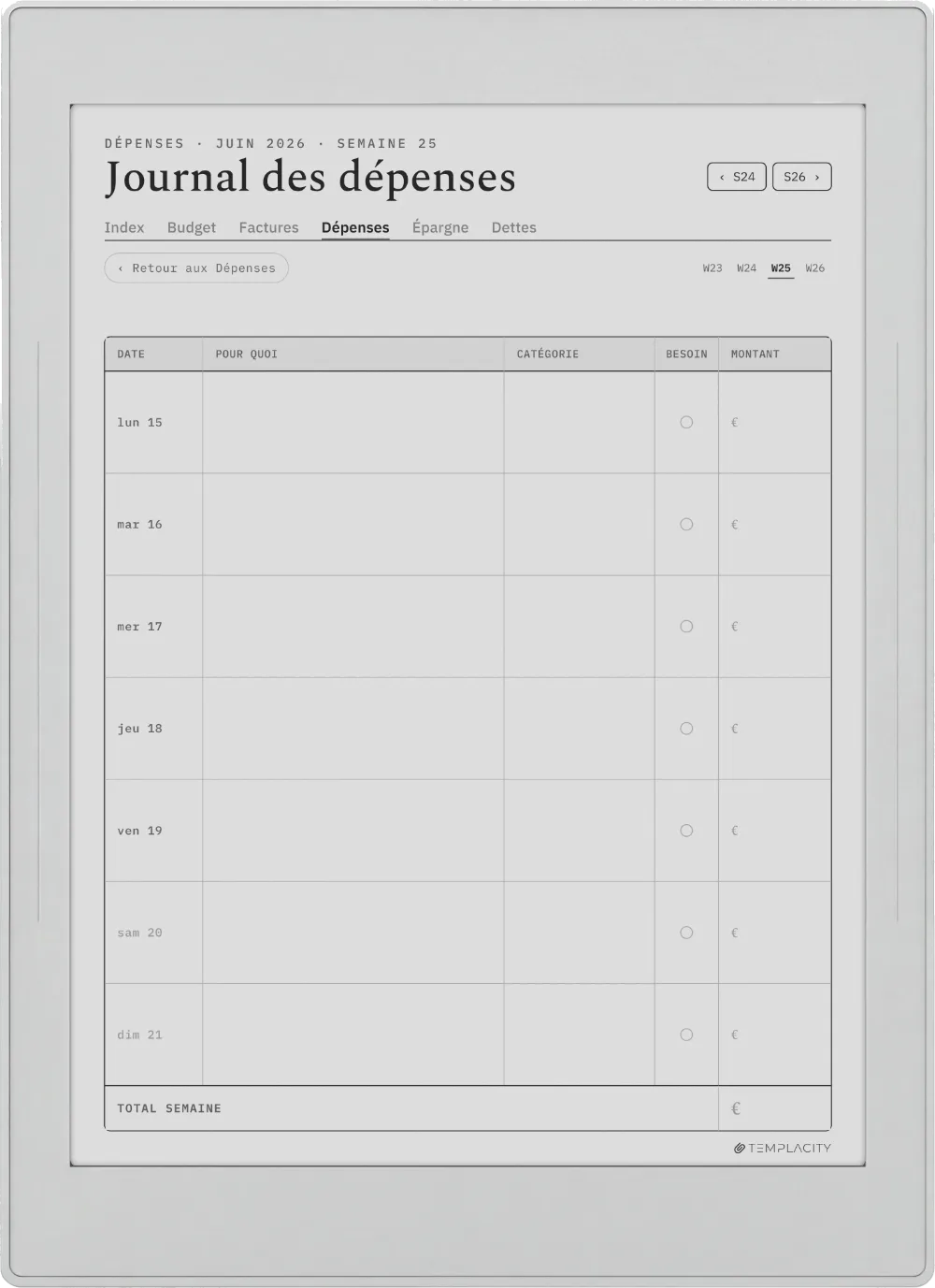 The Planner · Budget Supernote Nomad page 3