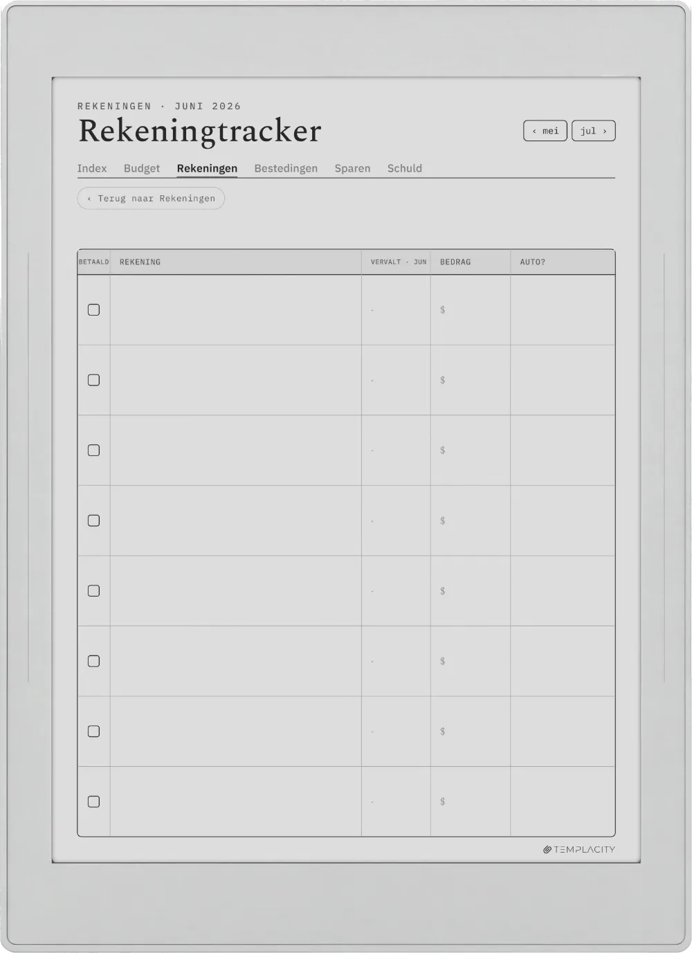 The Planner · Budget Supernote Nomad pagina 2