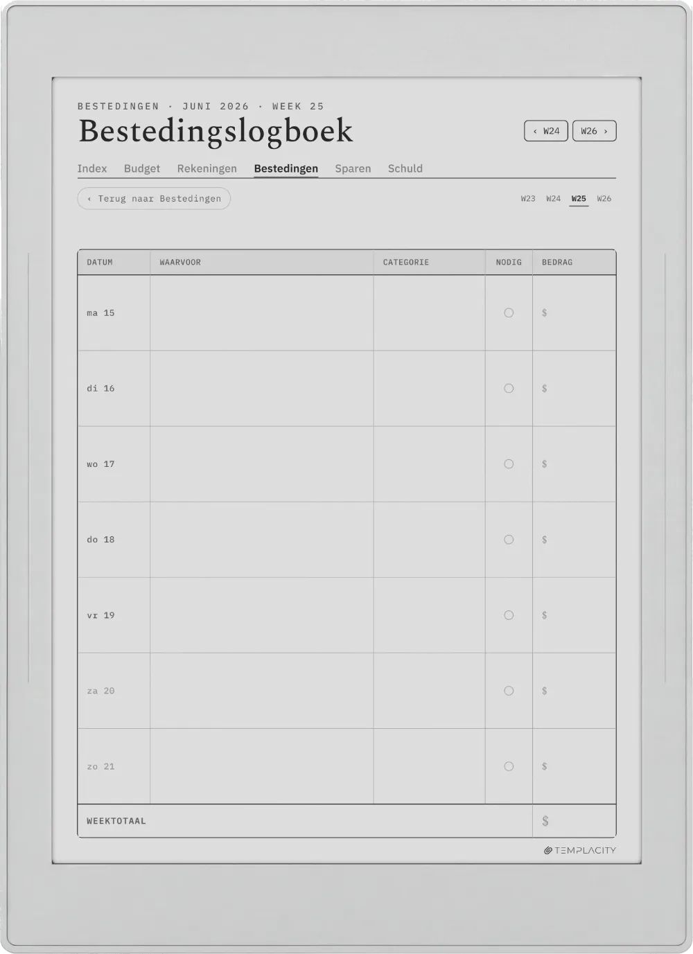 The Planner · Budget Supernote Nomad pagina 3