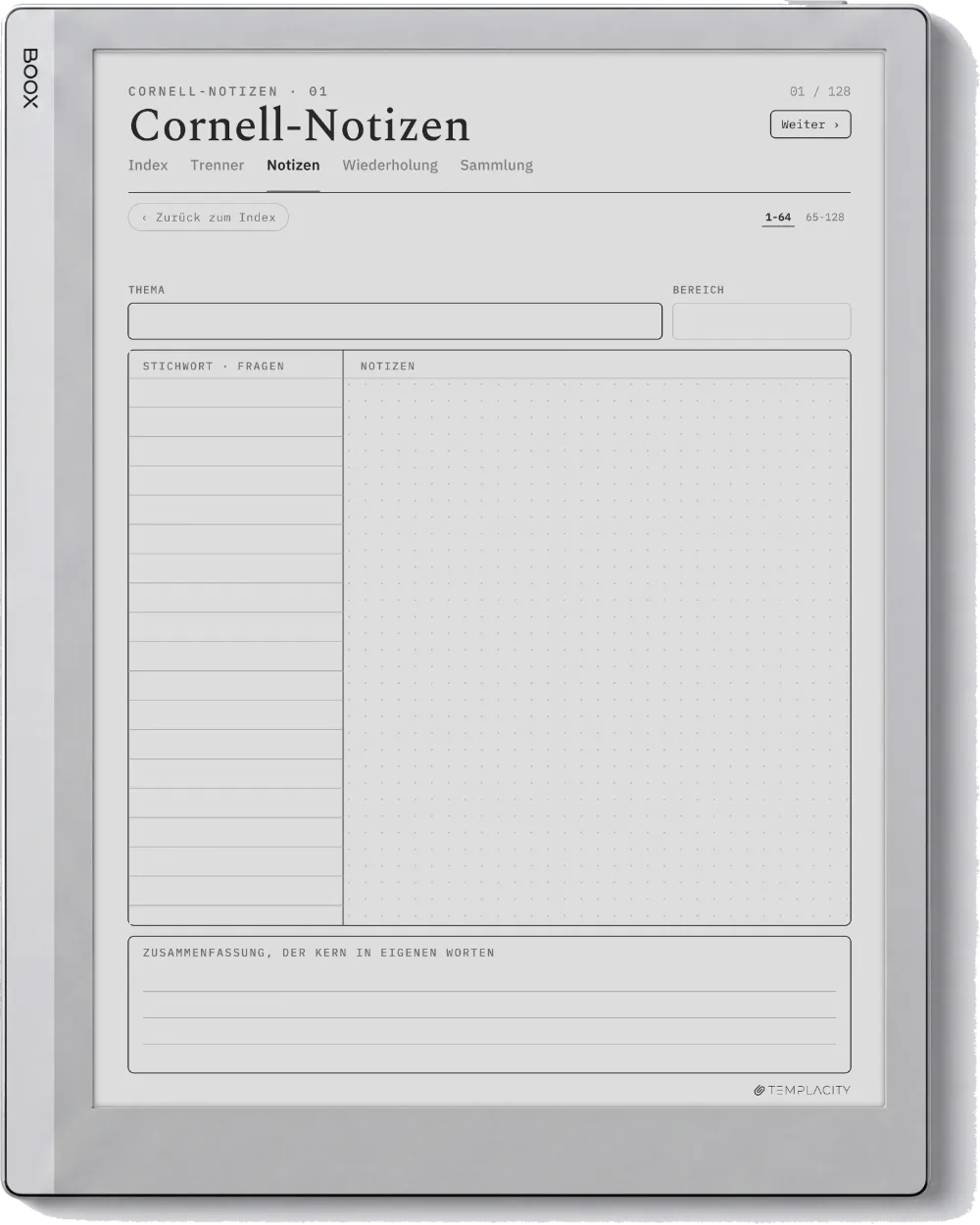 The Planner · Cornell-Notizen Boox Go 10.3 Seite 1
