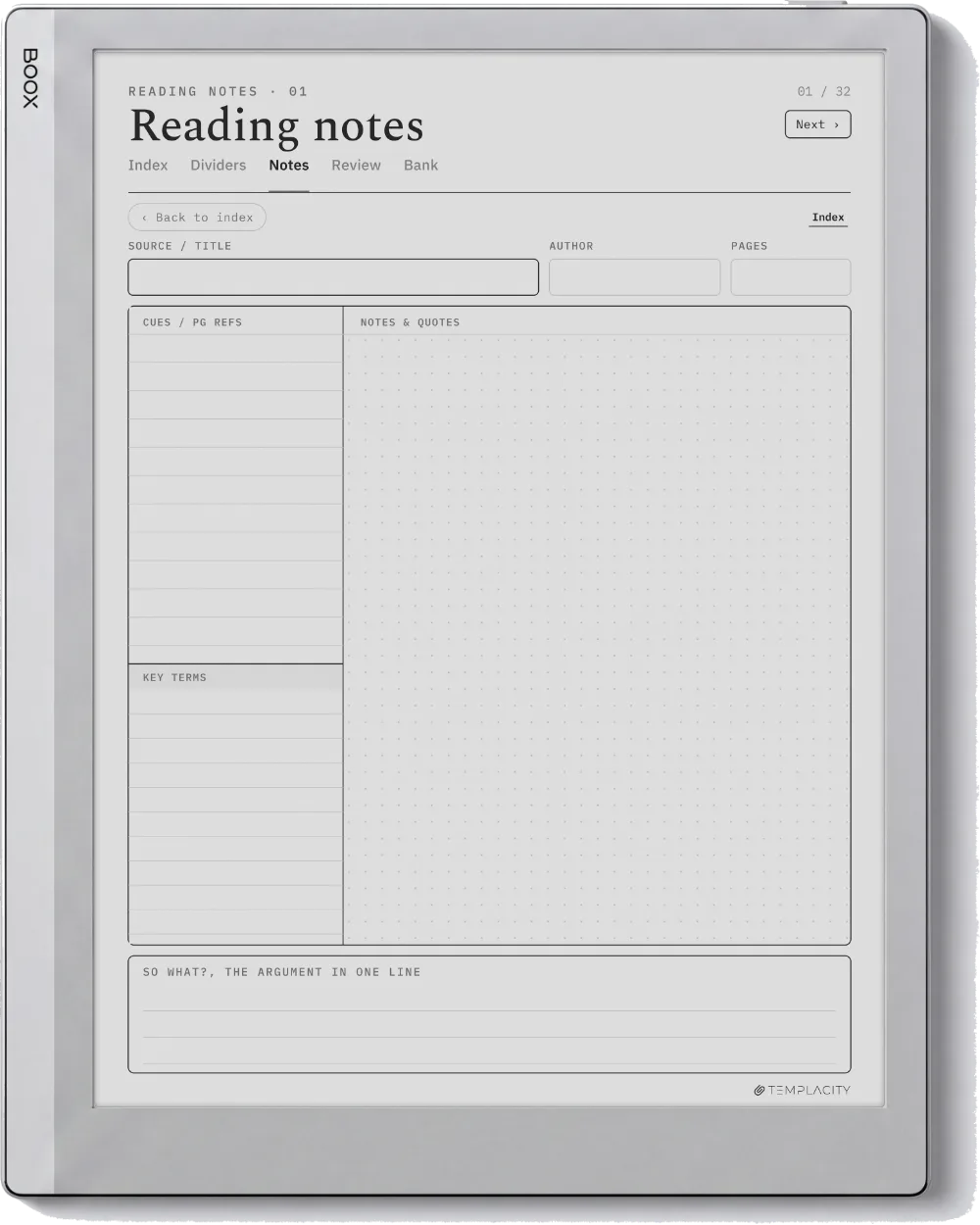 The Planner · Cornell Notes Boox Go 10.3 page 5