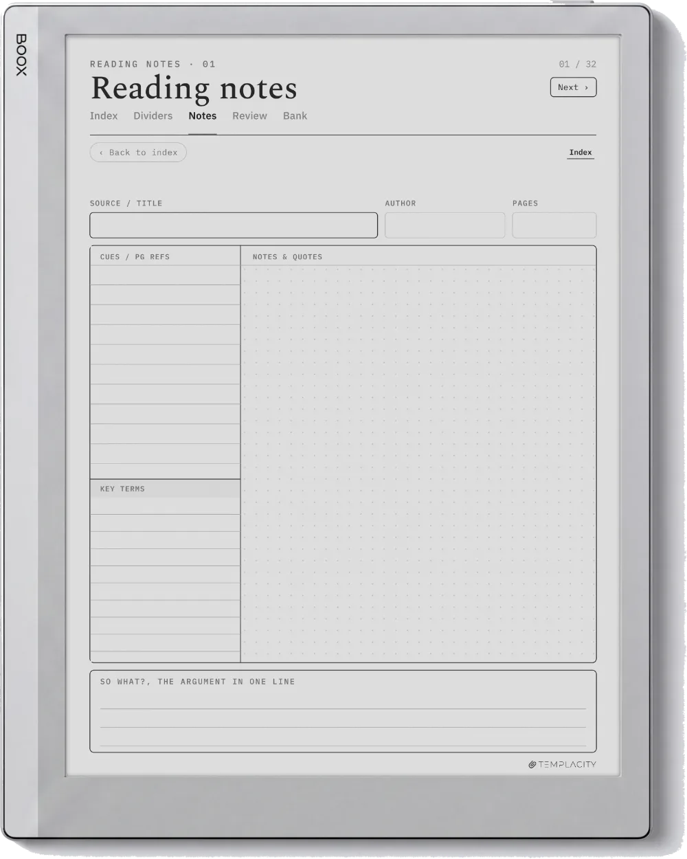 The Planner · Cornell Notes Boox Go 10.3 page 5