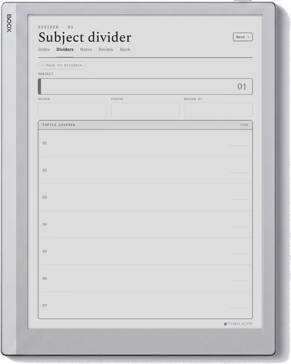 The Planner · Cornell Notes Boox Go 10.3 page 4