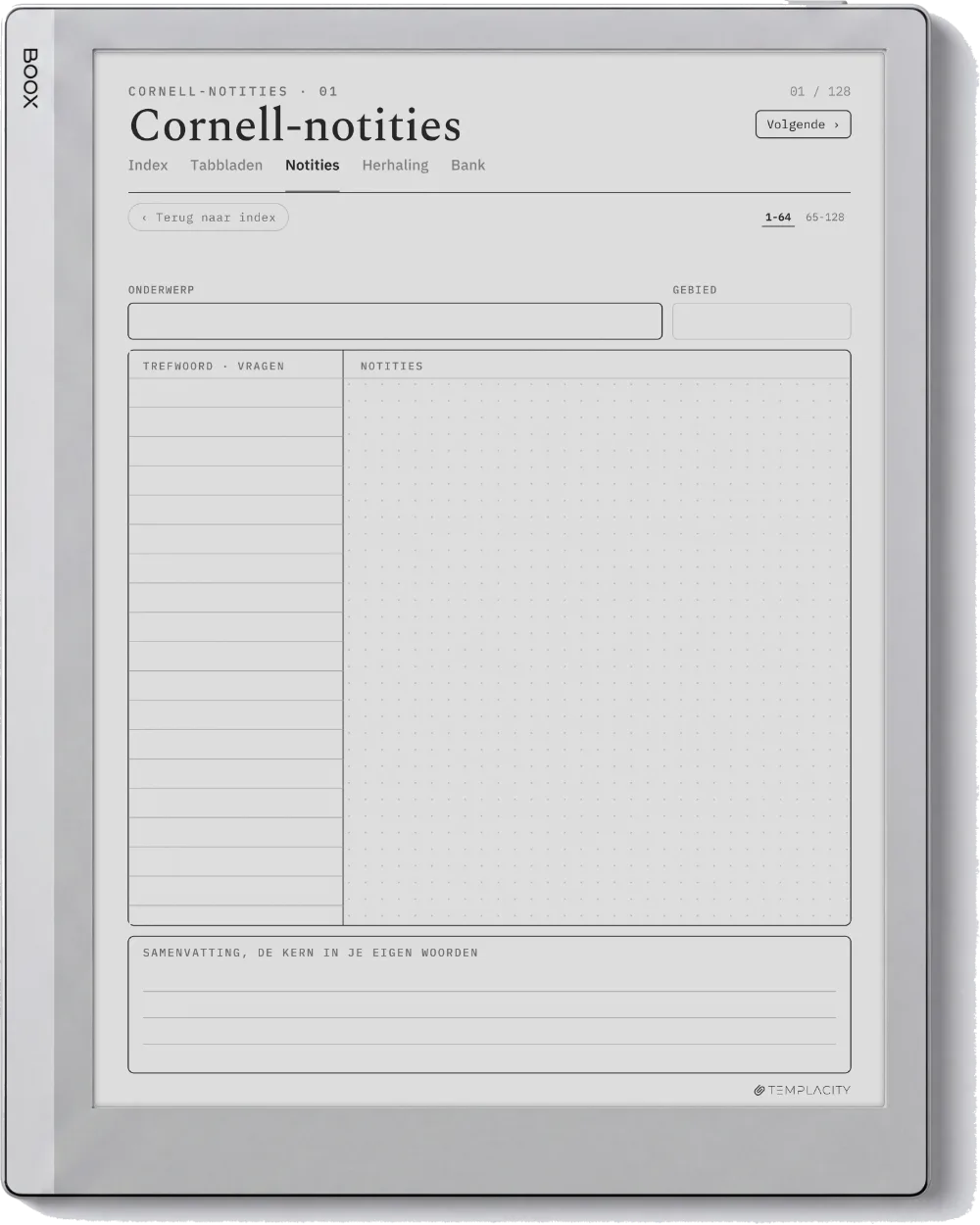 The Planner De indeling