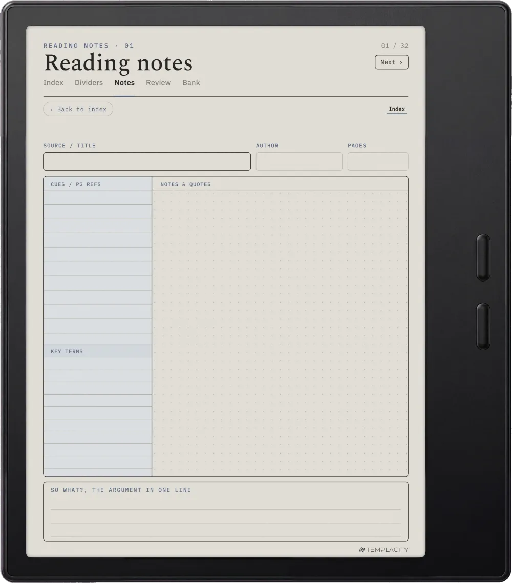 The Planner · Cornell Notes Boox Go Color 7 (Gen II) page 5