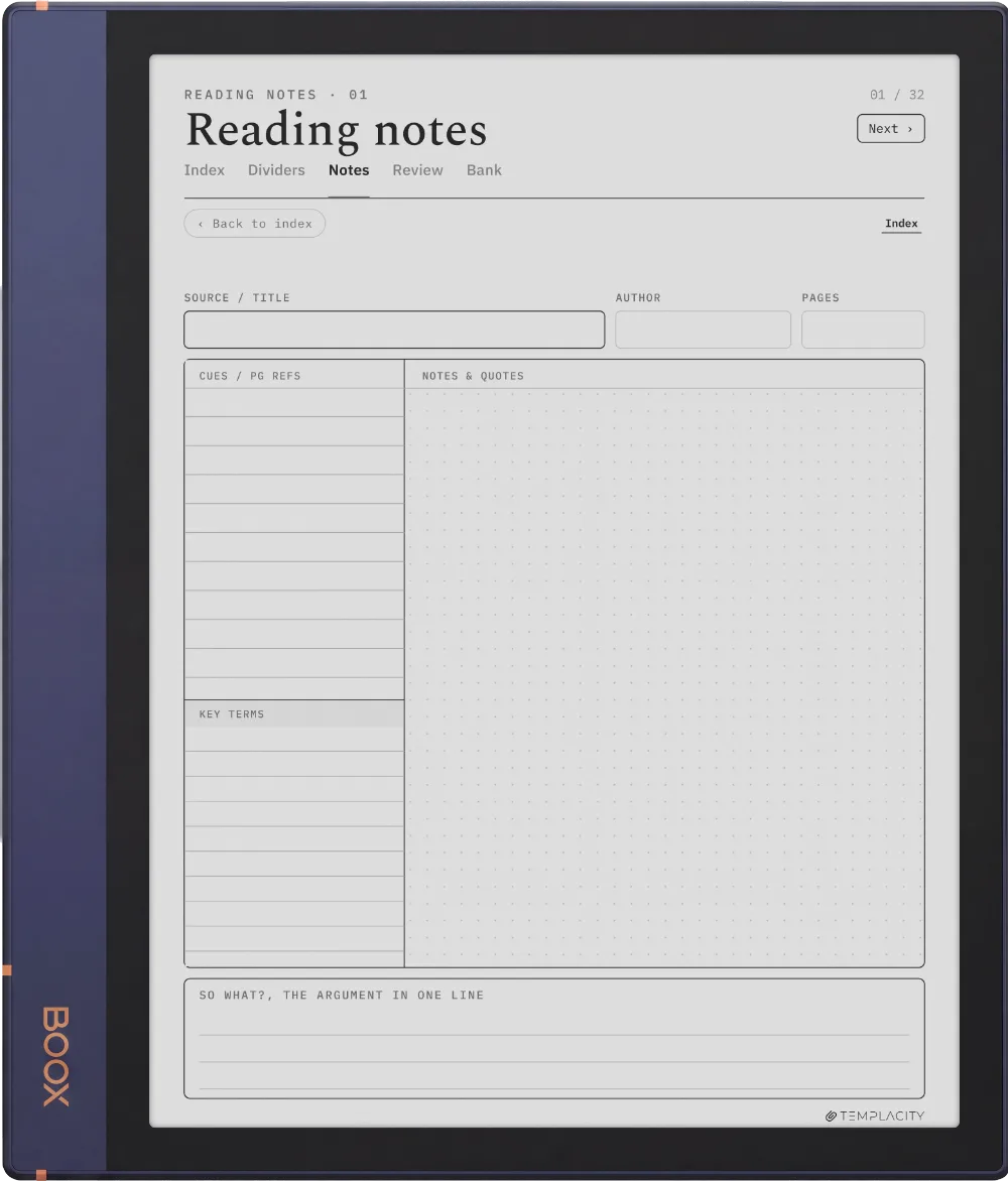 The Planner · Cornell Notes Boox Note Air2 page 5