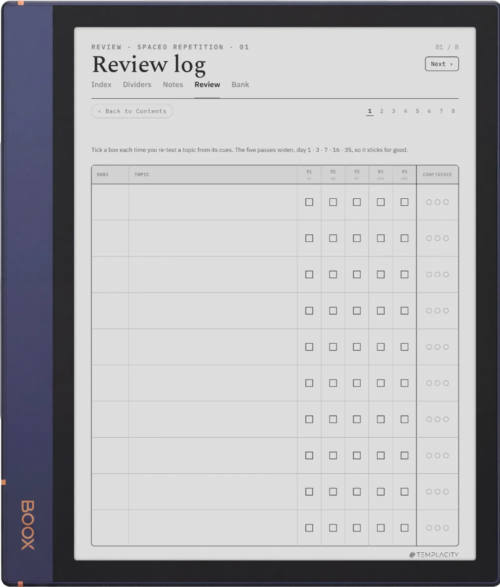 The Planner · Cornell Notes Boox Note Air2 page 2