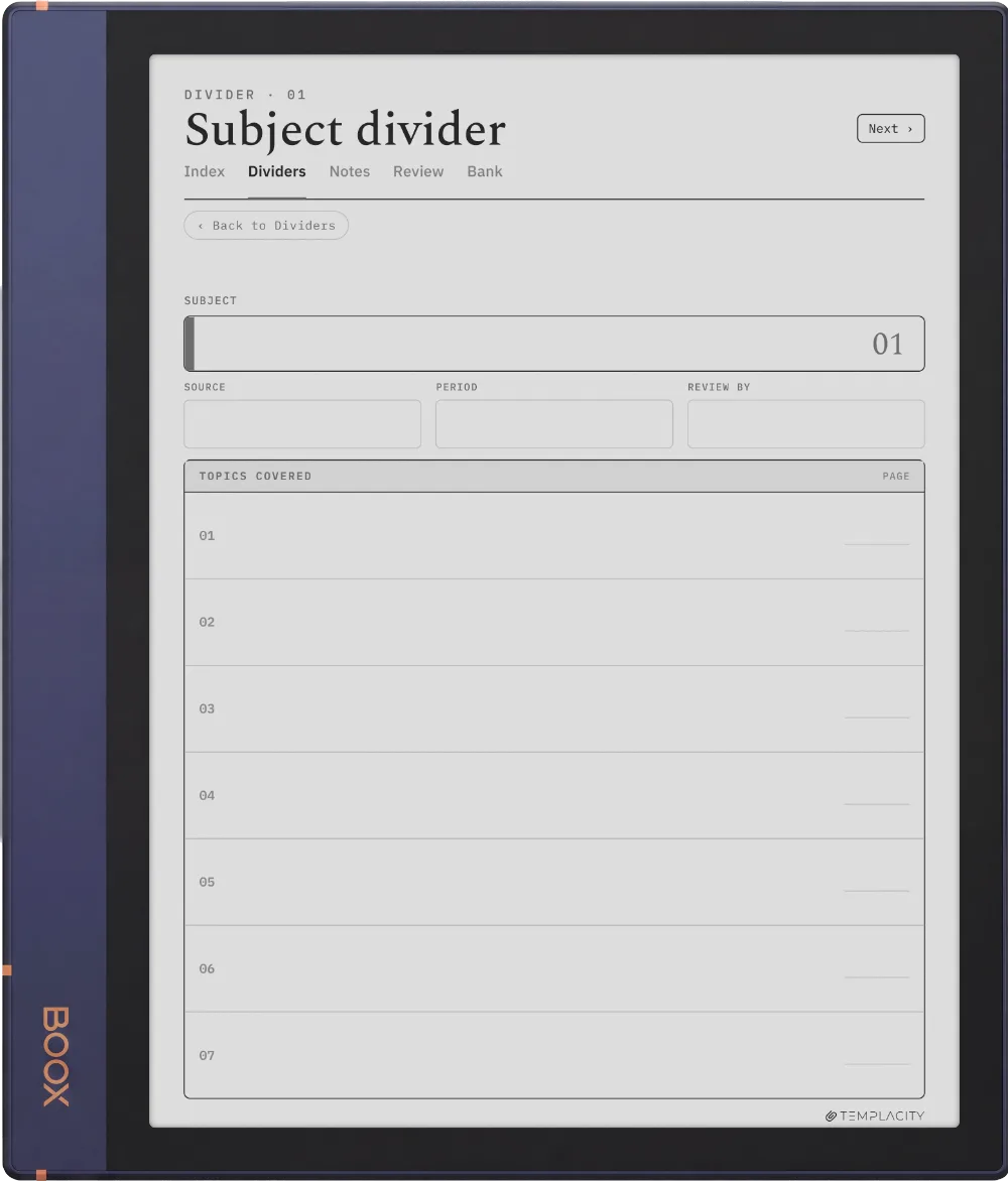 The Planner · Cornell Notes Boox Note Air2 page 4