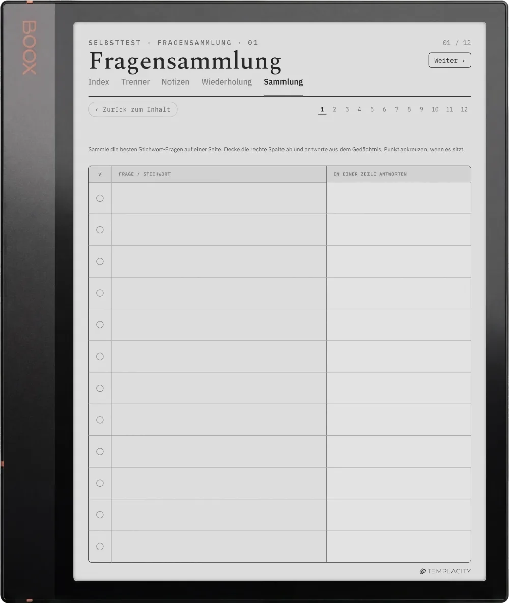 The Planner · Cornell-Notizen Boox Note Air 3 Seite 3