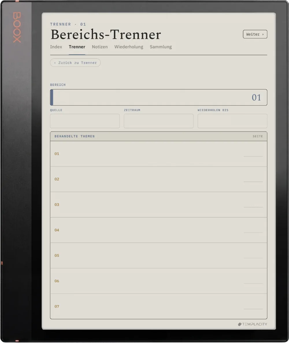 The Planner · Cornell-Notizen Boox Note Air3 C Seite 4
