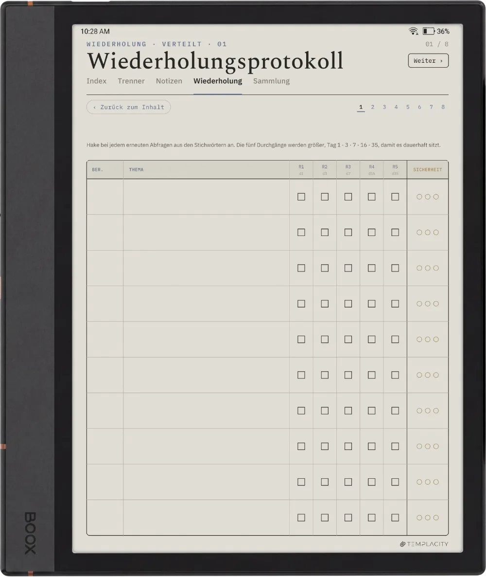 The Planner · Cornell-Notizen Boox Note Air4 C Seite 2