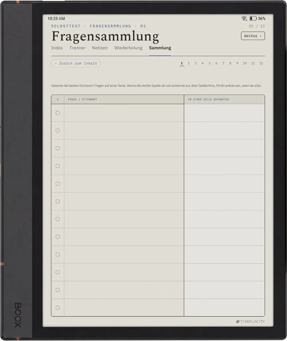 The Planner · Cornell-Notizen Boox Note Air4 C Seite 3
