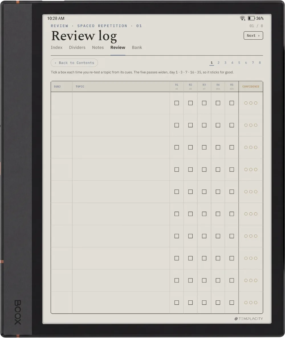 The Planner · Cornell Notes Boox Note Air4 C page 2